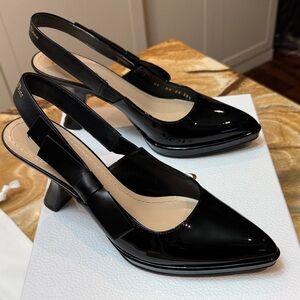 Dior Black Patent Slingback Heels